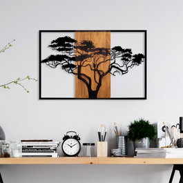 Wallity Acacia Tree - 388 Escultura de pared de madera nogal y negro